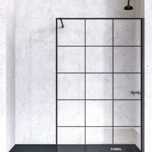 Mampara de Ducha Fija Mindanao Doccia Negro de Vidrio 8 mm Serigrafiado W15 Mamparas de Ducha Livery